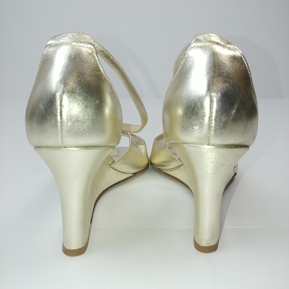 Butter Italy Leather Metallic Gold Wedge 8.5 - Picture 7 of 9